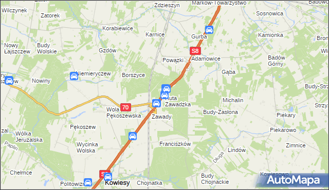 mapa Huta Zawadzka, Huta Zawadzka na mapie Targeo