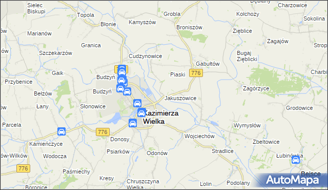 mapa Jakuszowice, Jakuszowice na mapie Targeo