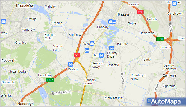 mapa Janki gmina Raszyn, Janki gmina Raszyn na mapie Targeo