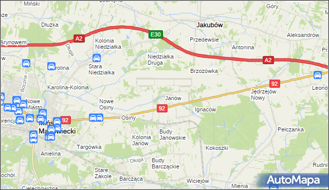 mapa Janów gmina Mińsk Mazowiecki, Janów gmina Mińsk Mazowiecki na mapie Targeo