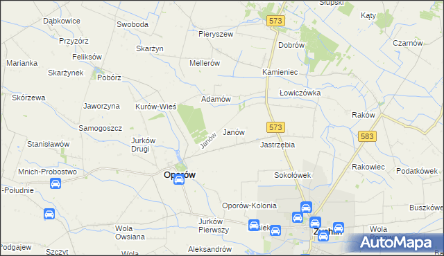 mapa Janów gmina Oporów, Janów gmina Oporów na mapie Targeo