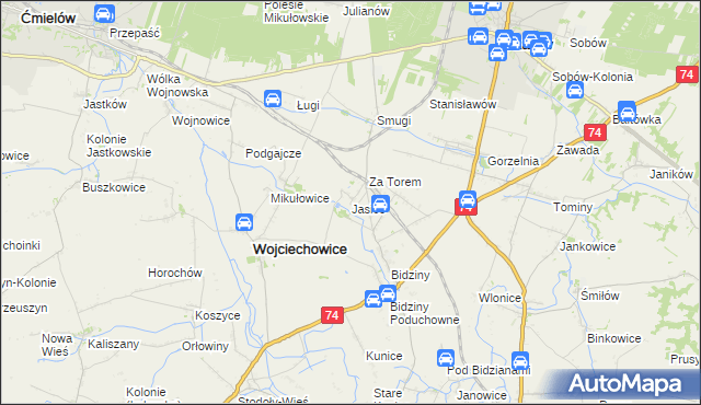 mapa Jasice, Jasice na mapie Targeo