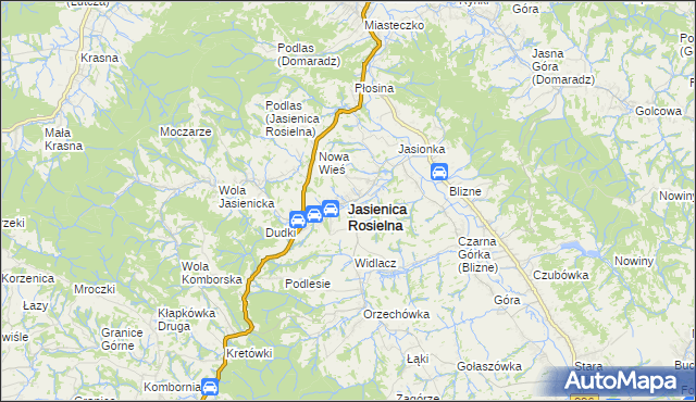 mapa Jasienica Rosielna, Jasienica Rosielna na mapie Targeo