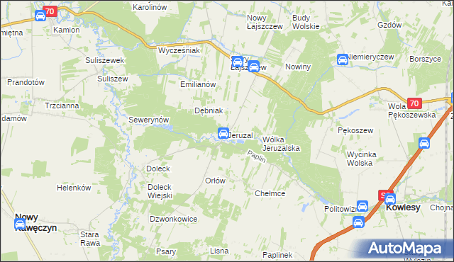 mapa Jeruzal gmina Kowiesy, Jeruzal gmina Kowiesy na mapie Targeo