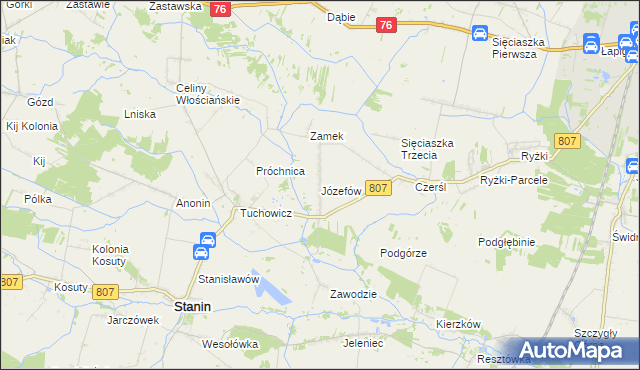 mapa Józefów gmina Stanin, Józefów gmina Stanin na mapie Targeo