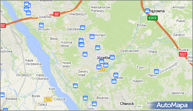 mapa Józefów powiat otwocki, Józefów powiat otwocki na mapie Targeo