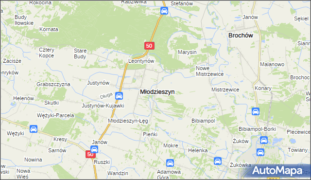 mapa Juliopol gmina Młodzieszyn, Juliopol gmina Młodzieszyn na mapie Targeo