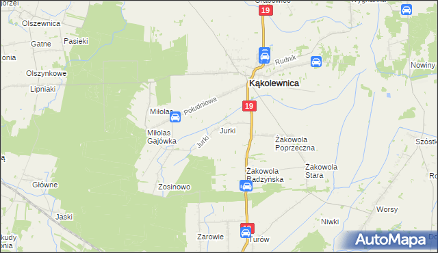 mapa Jurki gmina Kąkolewnica, Jurki gmina Kąkolewnica na mapie Targeo