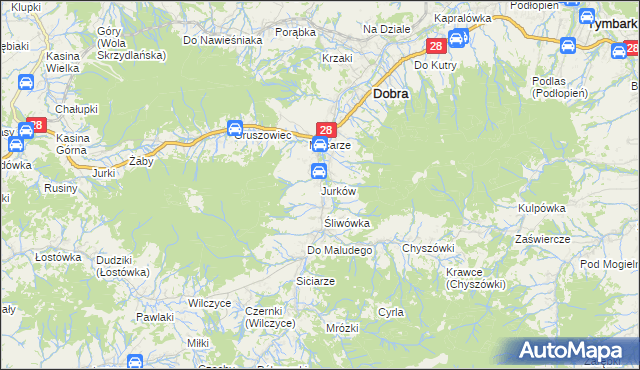 mapa Jurków gmina Dobra, Jurków gmina Dobra na mapie Targeo