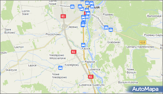 mapa Kacice gmina Pułtusk, Kacice gmina Pułtusk na mapie Targeo