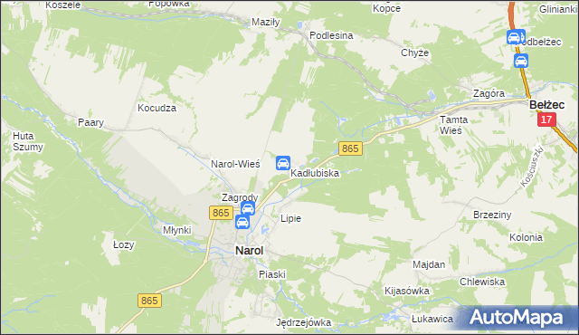 mapa Kadłubiska gmina Narol, Kadłubiska gmina Narol na mapie Targeo