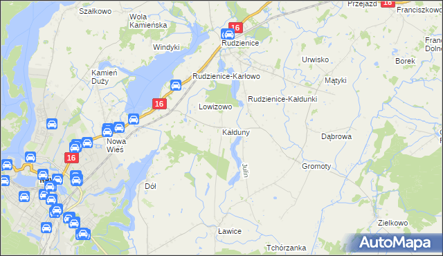 mapa Kałduny gmina Iława, Kałduny gmina Iława na mapie Targeo