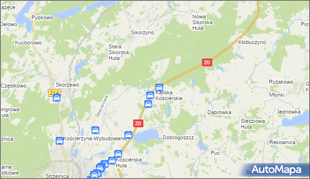 mapa Kaliska Kościerskie, Kaliska Kościerskie na mapie Targeo