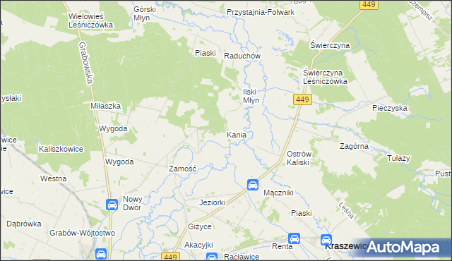 mapa Kania gmina Sieroszewice, Kania gmina Sieroszewice na mapie Targeo