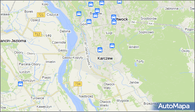 mapa Karczew powiat otwocki, Karczew powiat otwocki na mapie Targeo