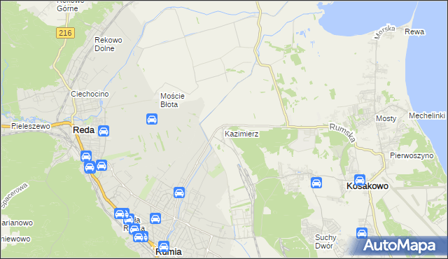 mapa Kazimierz gmina Kosakowo, Kazimierz gmina Kosakowo na mapie Targeo