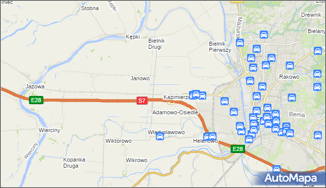 mapa Kazimierzowo gmina Elbląg, Kazimierzowo gmina Elbląg na mapie Targeo