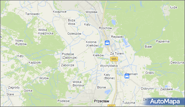 mapa Kiełków gmina Przecław, Kiełków gmina Przecław na mapie Targeo