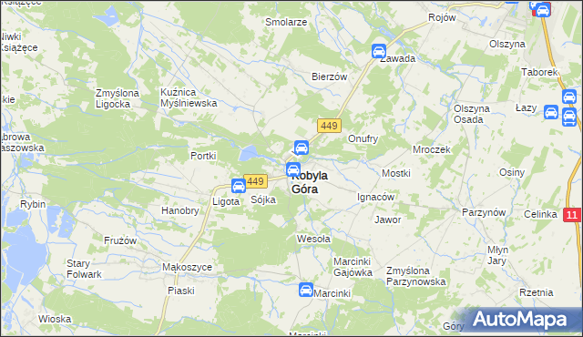 mapa Kobyla Góra powiat ostrzeszowski, Kobyla Góra powiat ostrzeszowski na mapie Targeo