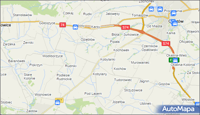 mapa Kobylanki gmina Opatów, Kobylanki gmina Opatów na mapie Targeo