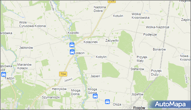 mapa Kobylin gmina Rogów, Kobylin gmina Rogów na mapie Targeo
