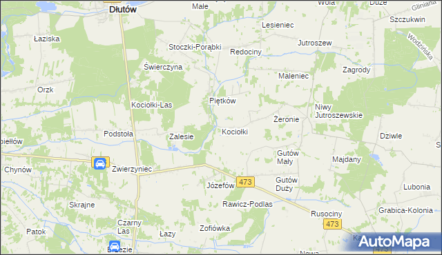 mapa Kociołki gmina Grabica, Kociołki gmina Grabica na mapie Targeo