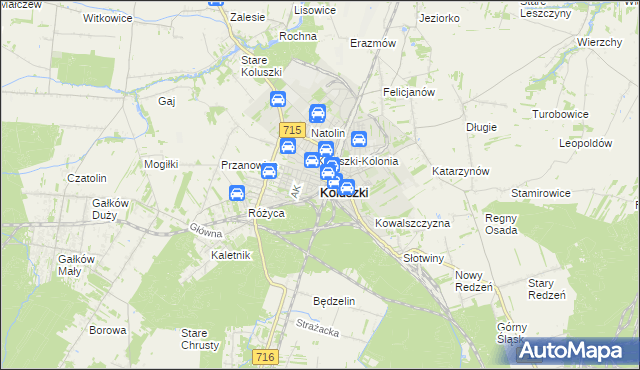 mapa Koluszki, Koluszki na mapie Targeo