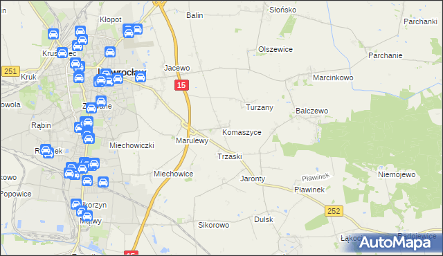mapa Komaszyce gmina Inowrocław, Komaszyce gmina Inowrocław na mapie Targeo