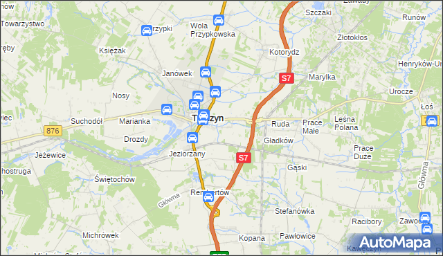 mapa Komorniki gmina Tarczyn, Komorniki gmina Tarczyn na mapie Targeo