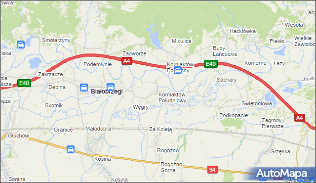 mapa Korniaktów Południowy, Korniaktów Południowy na mapie Targeo