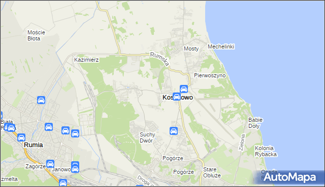 mapa Kosakowo powiat pucki, Kosakowo powiat pucki na mapie Targeo
