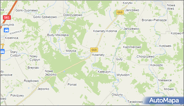 mapa Kownaty gmina Piątnica, Kownaty gmina Piątnica na mapie Targeo