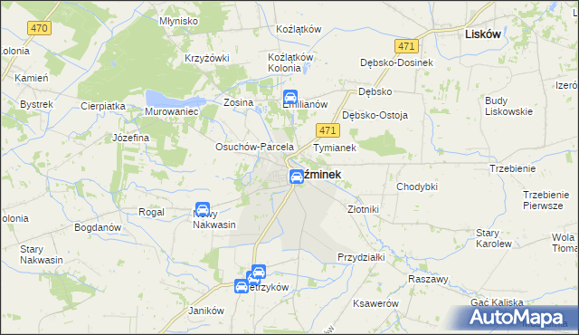 mapa Koźminek powiat kaliski, Koźminek powiat kaliski na mapie Targeo