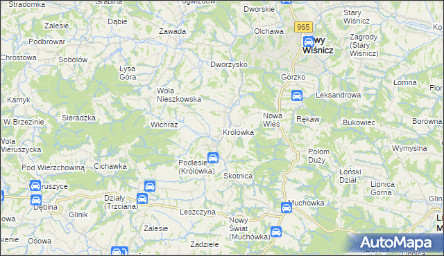 mapa Królówka gmina Nowy Wiśnicz, Królówka gmina Nowy Wiśnicz na mapie Targeo