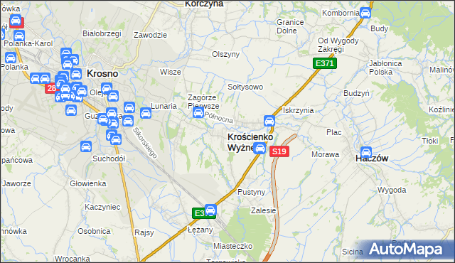 mapa Krościenko Wyżne, Krościenko Wyżne na mapie Targeo