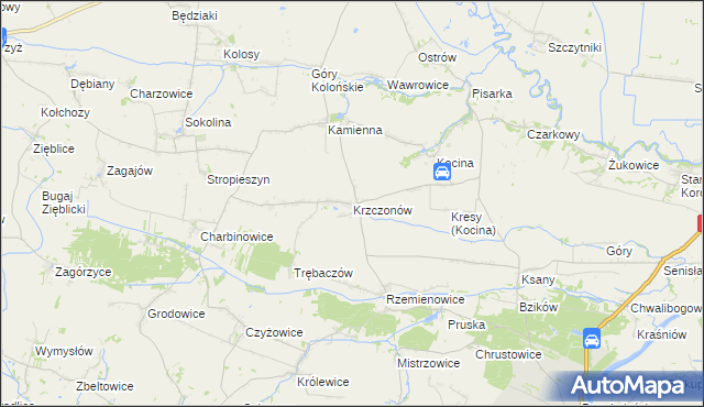 mapa Krzczonów gmina Opatowiec, Krzczonów gmina Opatowiec na mapie Targeo