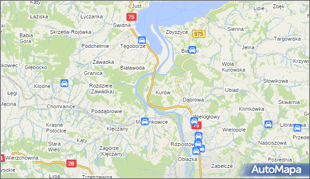 mapa Kurów gmina Chełmiec, Kurów gmina Chełmiec na mapie Targeo