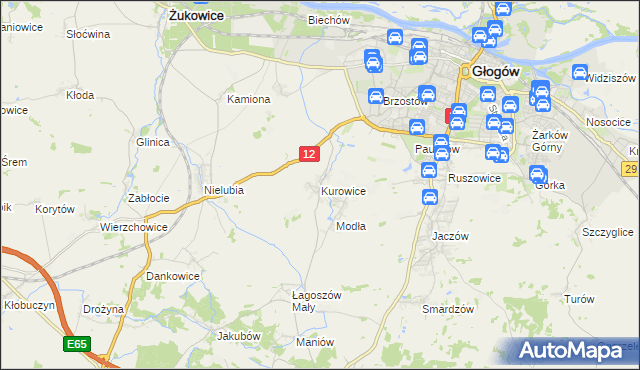 mapa Kurowice gmina Jerzmanowa, Kurowice gmina Jerzmanowa na mapie Targeo