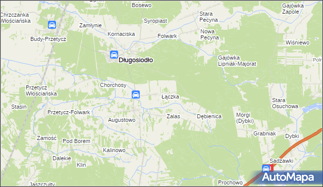 mapa Łączka gmina Długosiodło, Łączka gmina Długosiodło na mapie Targeo