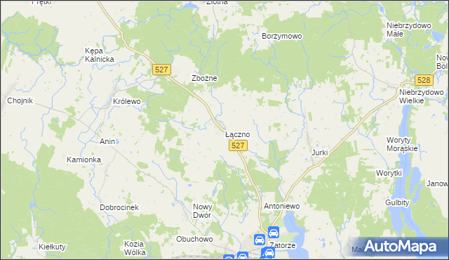 mapa Łączno gmina Morąg, Łączno gmina Morąg na mapie Targeo