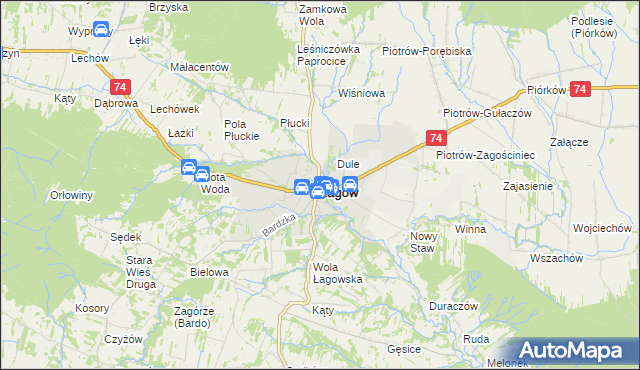 mapa Łagów powiat kielecki, Łagów powiat kielecki na mapie Targeo