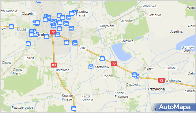 mapa Laski gmina Przykona, Laski gmina Przykona na mapie Targeo