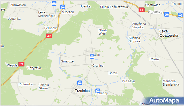 mapa Laski gmina Trzcinica, Laski gmina Trzcinica na mapie Targeo