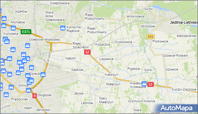 mapa Lasowice gmina Jedlnia-Letnisko, Lasowice gmina Jedlnia-Letnisko na mapie Targeo