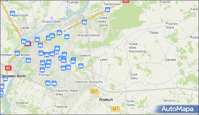 mapa Ławy gmina Rzekuń, Ławy gmina Rzekuń na mapie Targeo