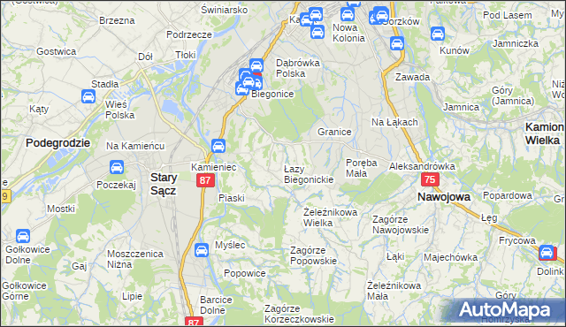 mapa Łazy Biegonickie, Łazy Biegonickie na mapie Targeo