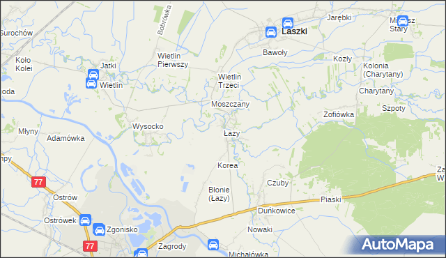 mapa Łazy gmina Radymno, Łazy gmina Radymno na mapie Targeo