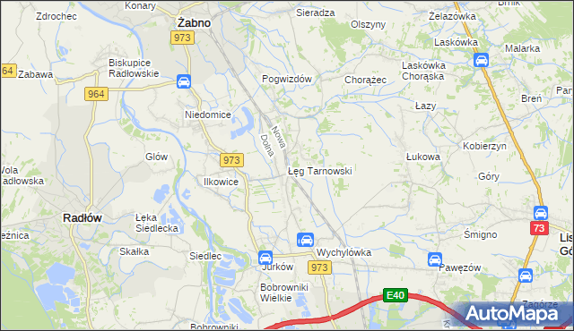 mapa Łęg Tarnowski, Łęg Tarnowski na mapie Targeo
