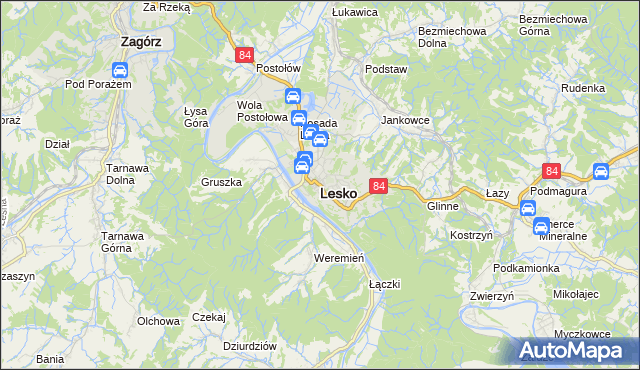 mapa Lesko, Lesko na mapie Targeo