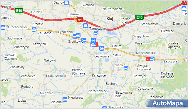 mapa Łężkowice, Łężkowice na mapie Targeo